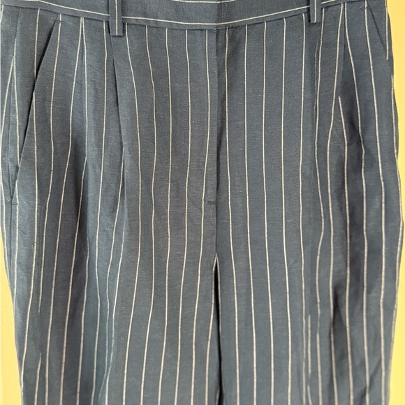 Club Monaco Linen Blend Navy pinstripe wide leg pant size 4 - Picture 10 of 10